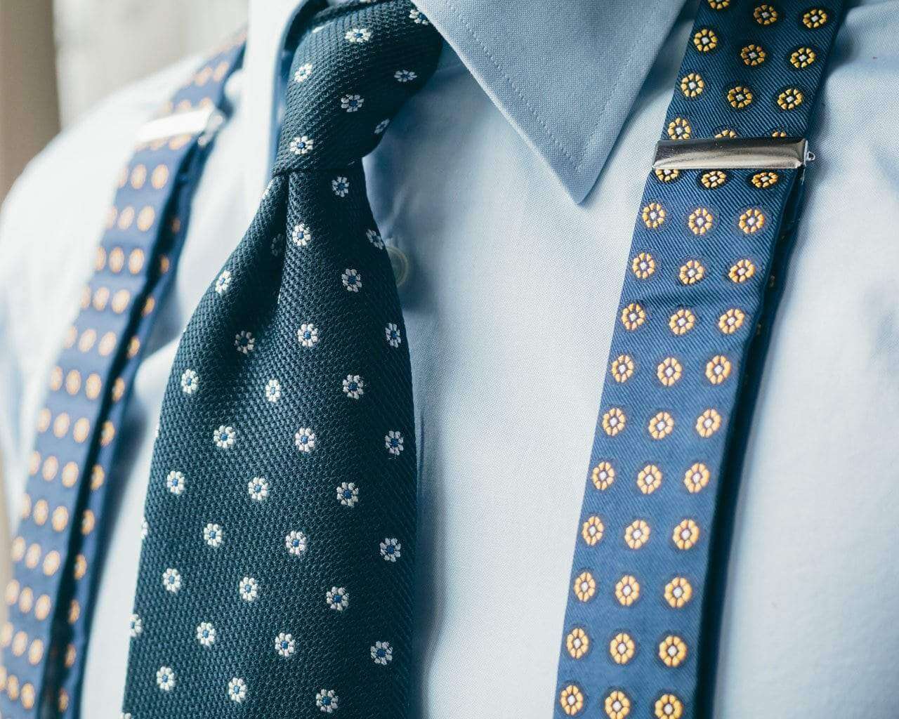 -Hosenträger Seide Cravat Blue Combine - Herr von Welt - Herr von Welt