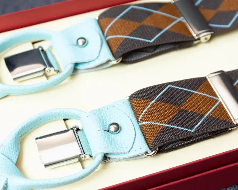 Hosenträger Flex Argyle Brown Combine, Titelbild der Themenwelt Braune Hosenträger