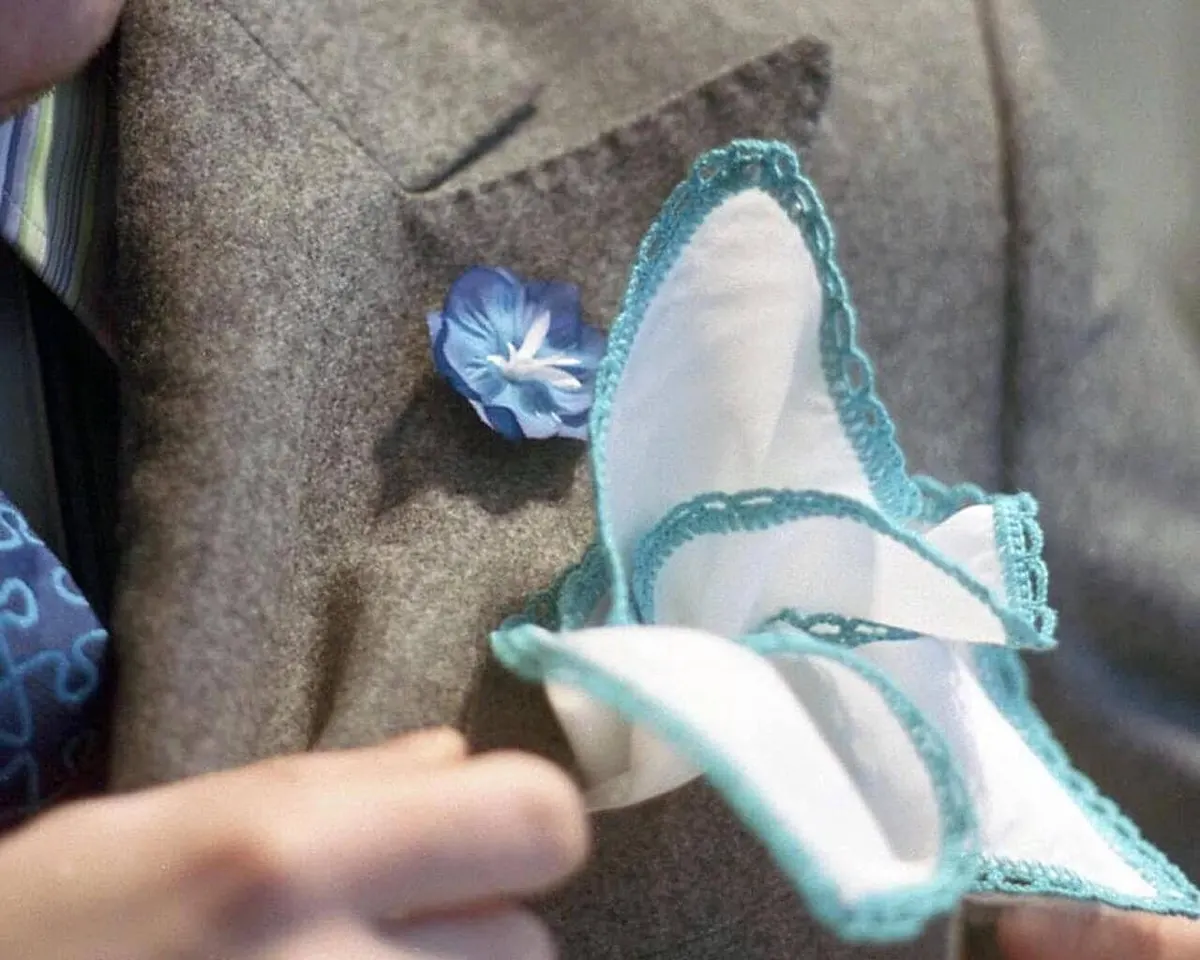 Pocket Square Crochet Turquoise - view 4