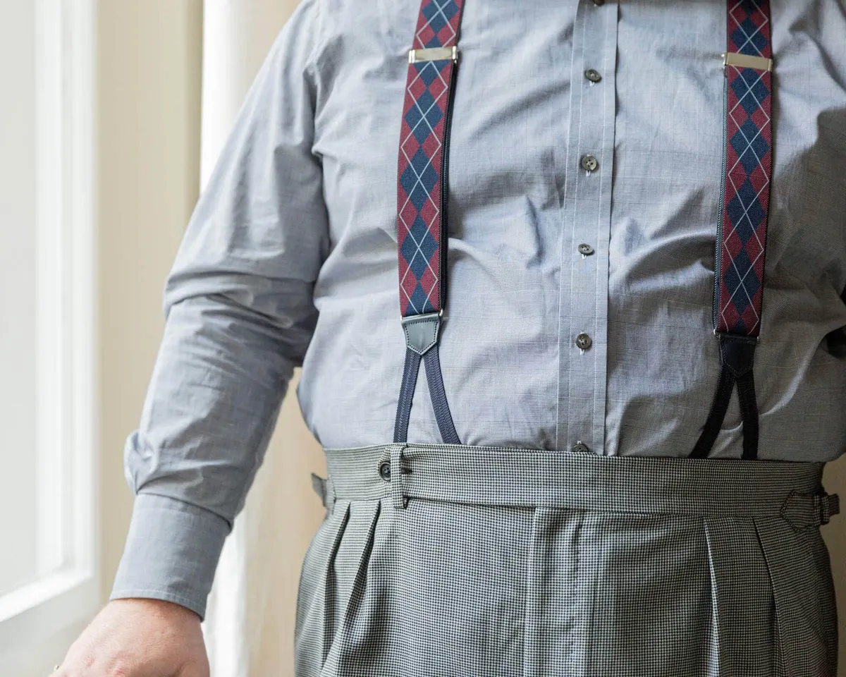 Suspenders Flex Argyle Wine Red Classic - view 5