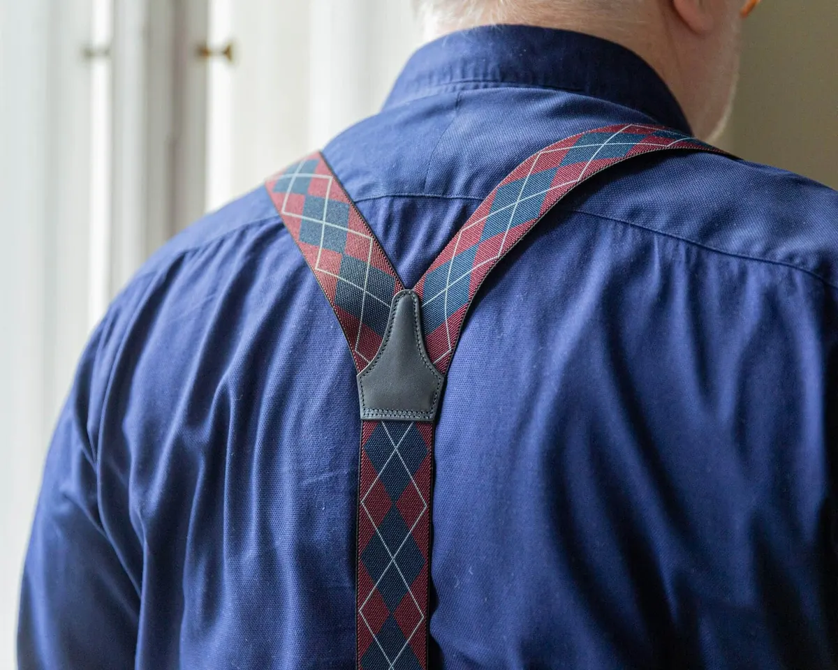 Suspenders Flex Argyle Wine Red Clips - view 2