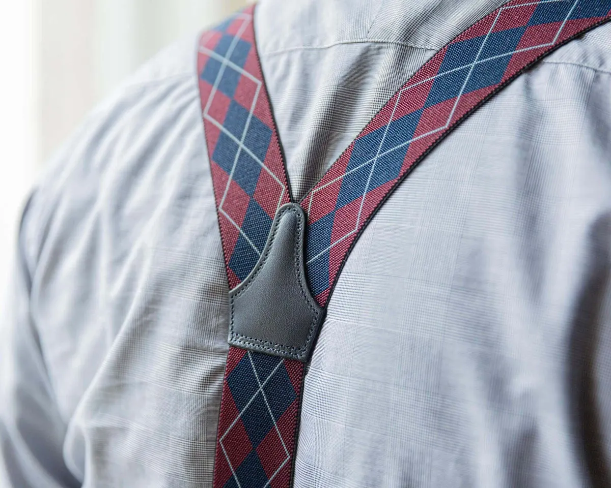 Suspenders Flex Argyle Wine Red Combine - view 3