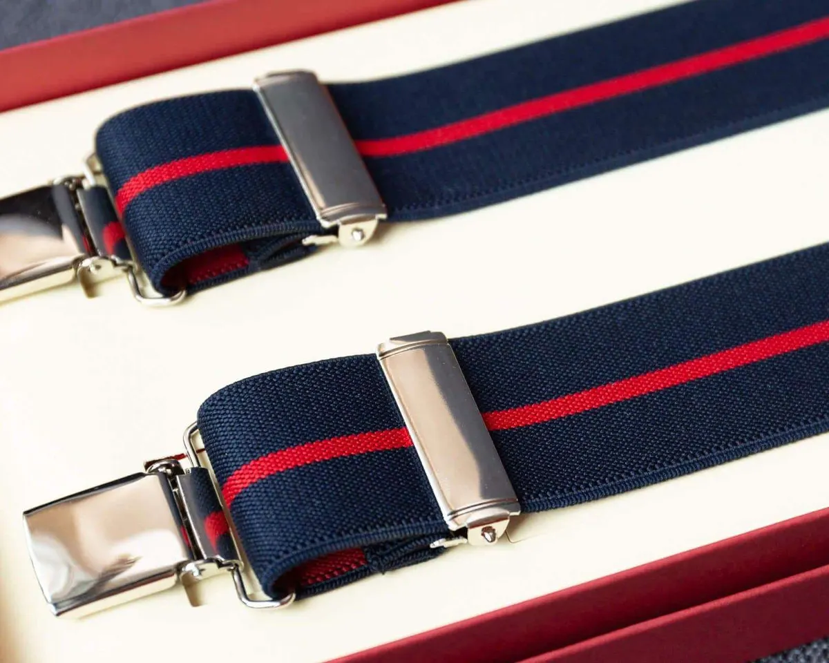 Hosenträger Flex One Stripe Red Clips