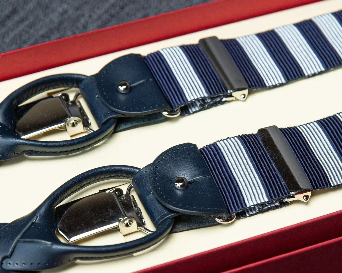 Hosenträger Ripsband Stripes Silver Combine