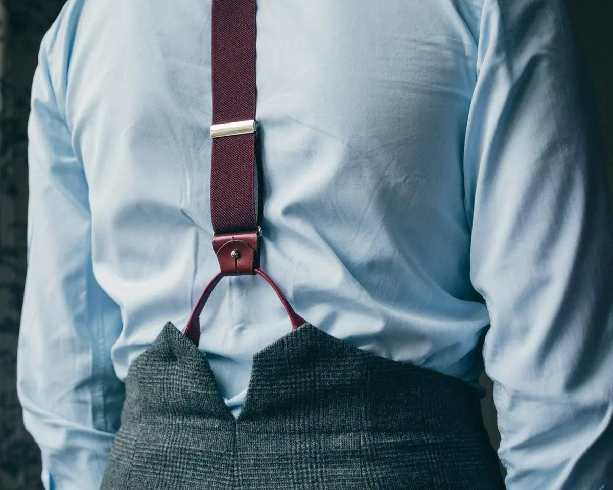 Suspenders Grosgrain Ribbon Wine-Red Combine - view 4
