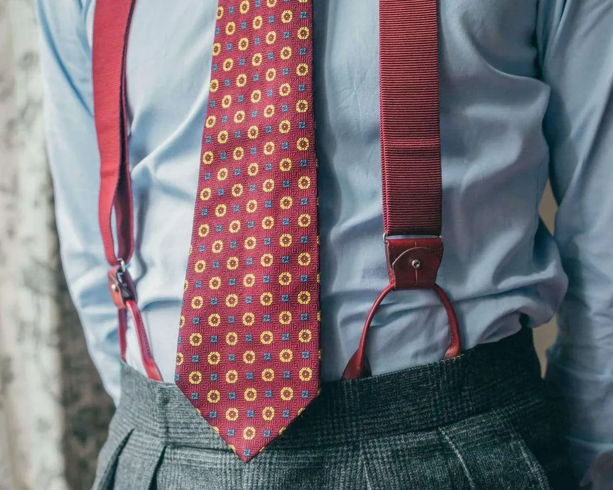 Suspenders Grosgrain Ribbon Wine-Red Combine - view 2