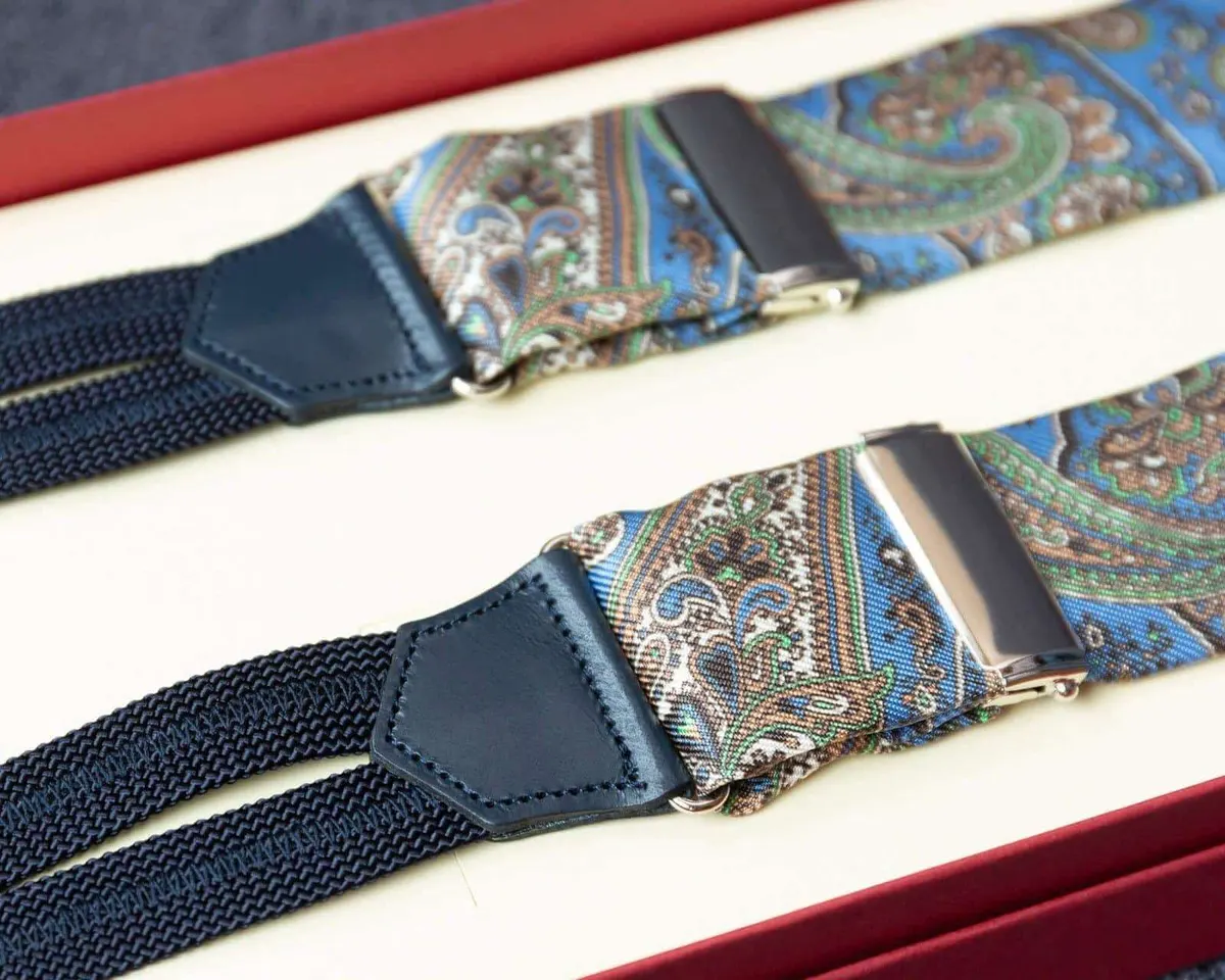 Hosenträger Seide Paisley Blue Classic
