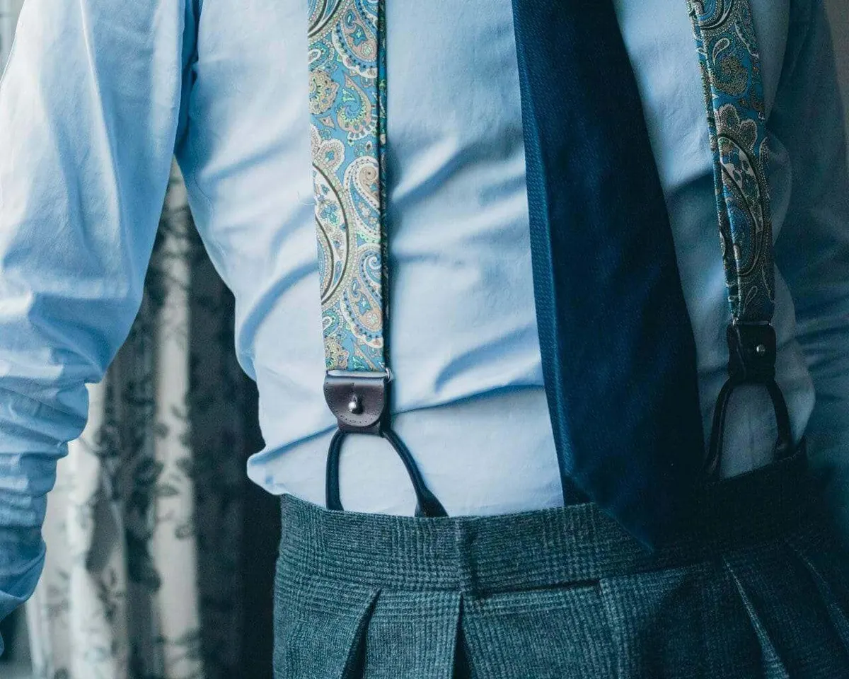 Suspenders Silk Paisley Blue Combine - view 2