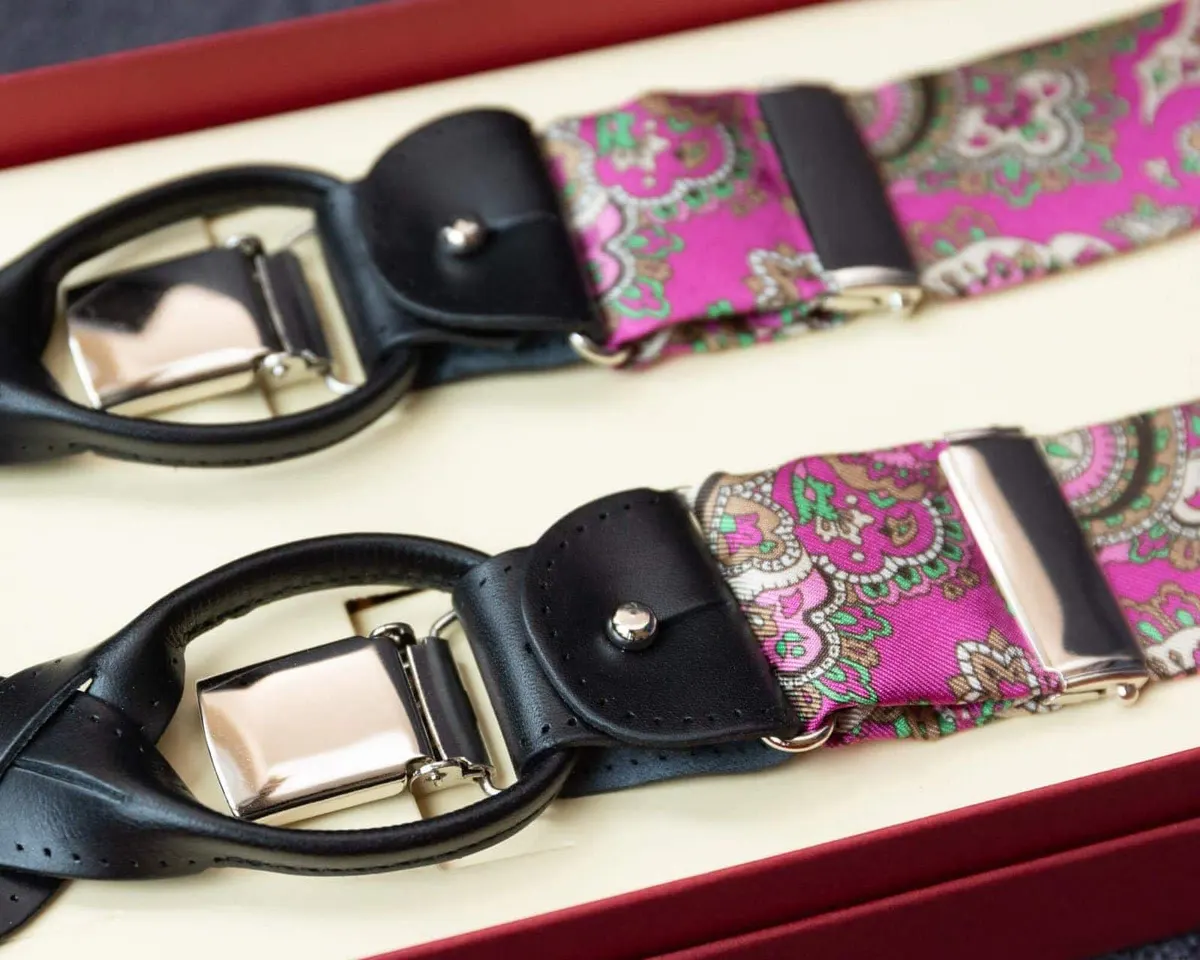 Hosenträger Seide Paisley Fuchsia Combine b