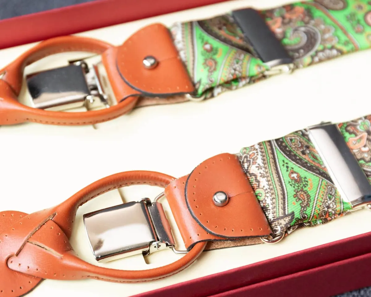 Hosenträger Seide Paisley Green Combine