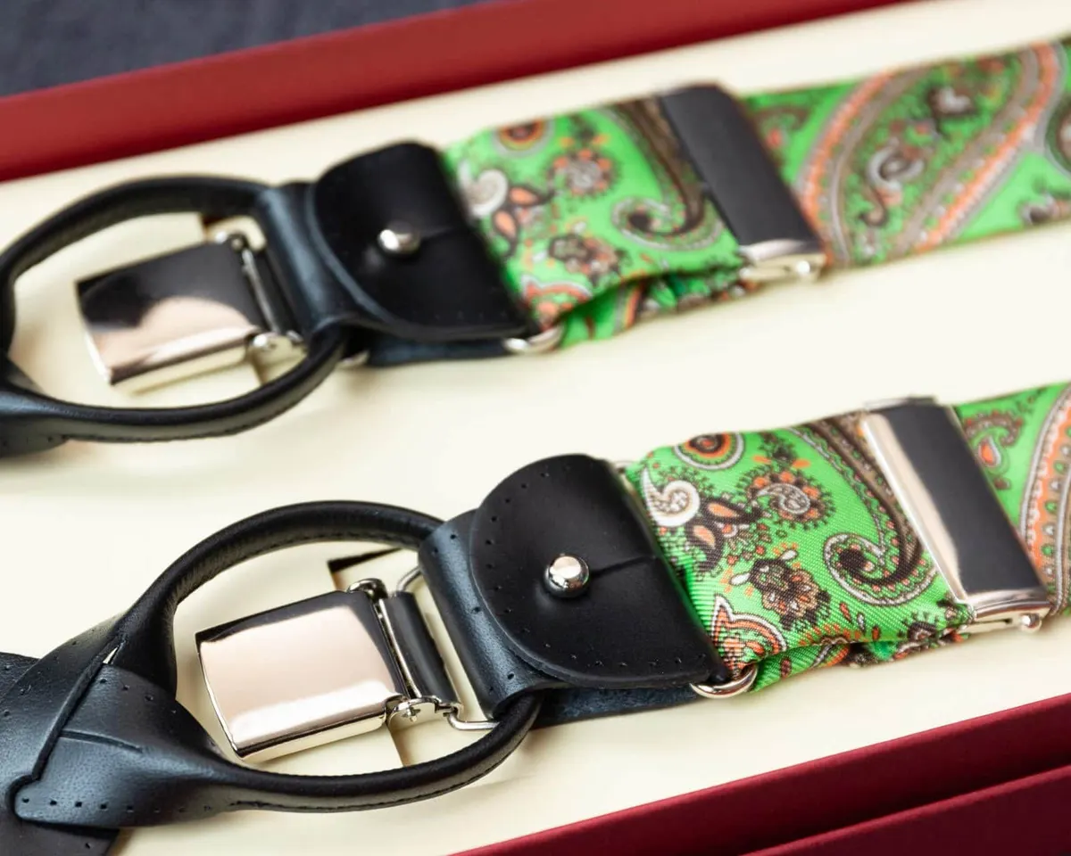 Hosenträger Seide Paisley Green Combine b