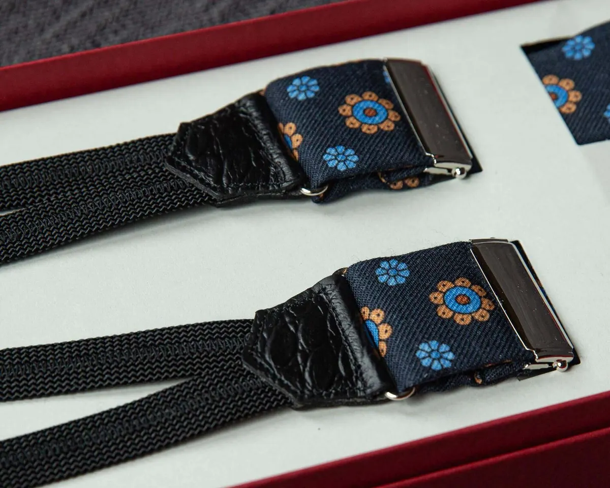 Suspenders Wool Flowers Nightblue Classic - view 2