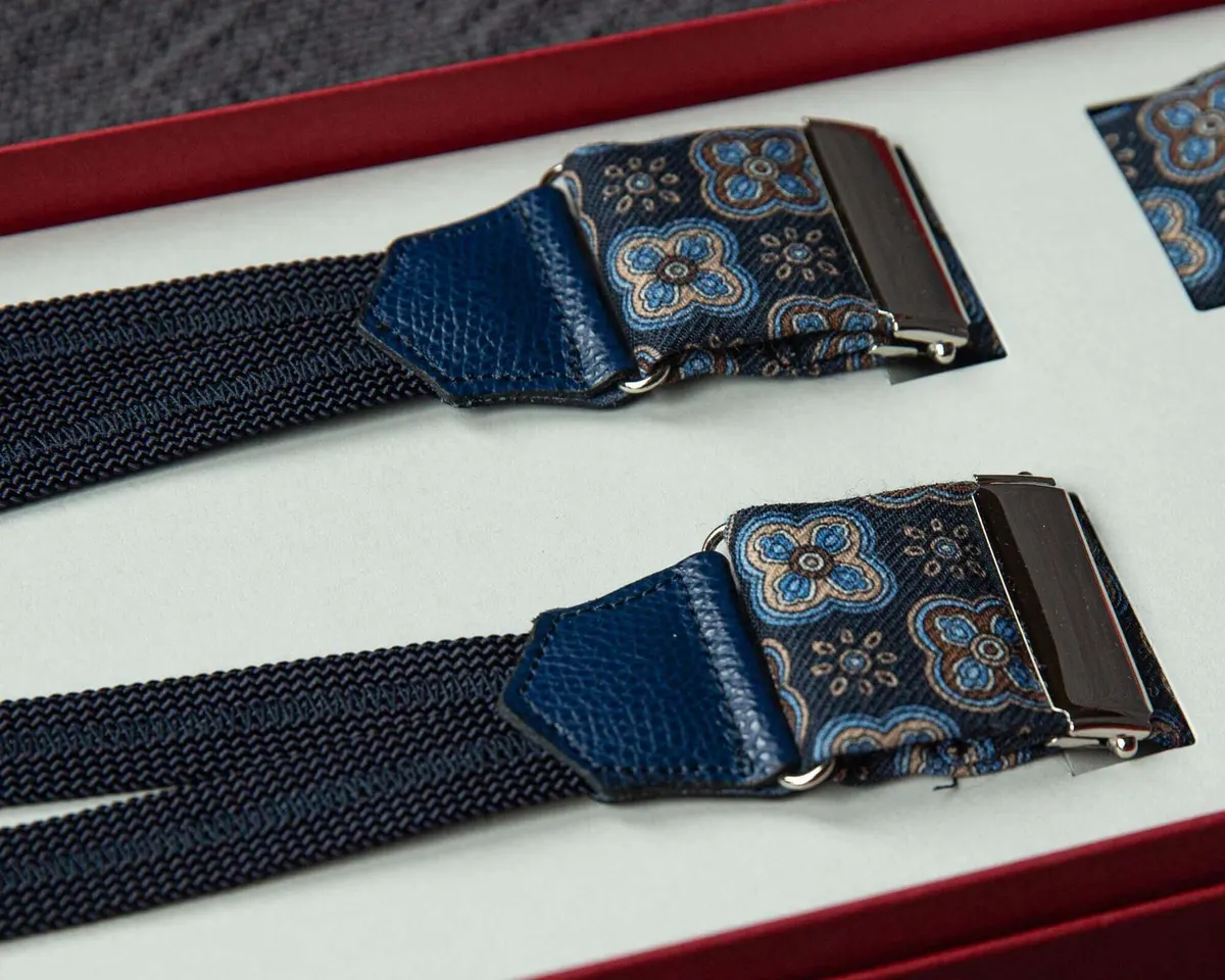 Suspenders Wool Flowers Blue Classic - view 2