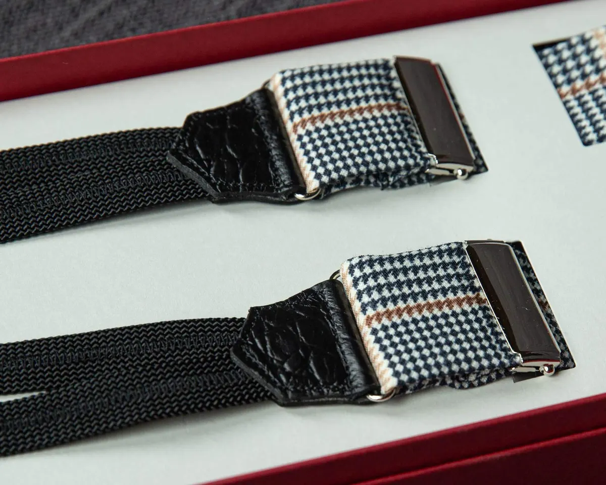 Suspenders Wool Houndstooth Black White Classic - view 2