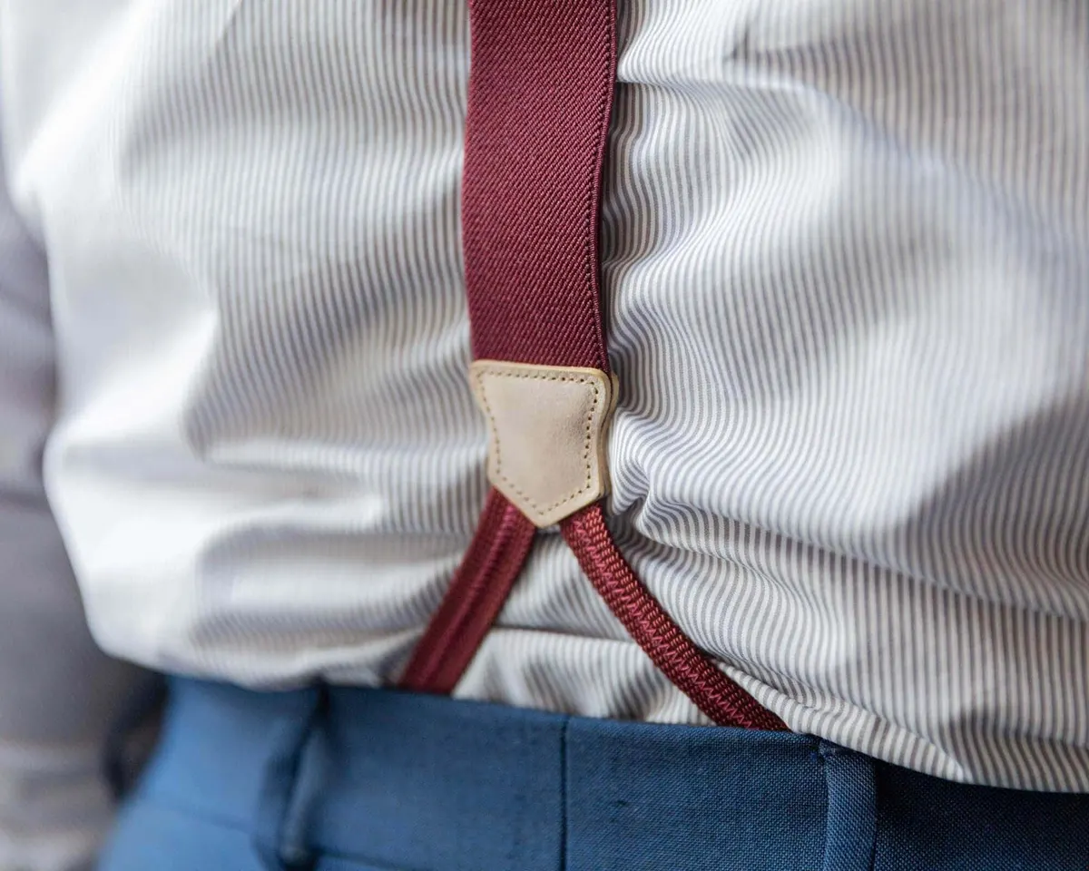 Suspenders Wool Silk Houndstooth Brown Classic b - view 4