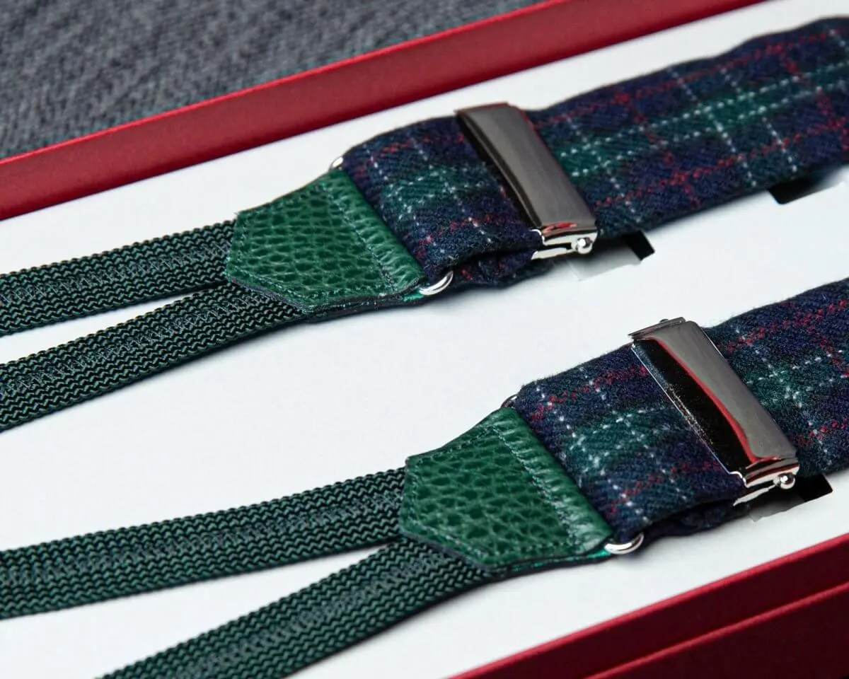 Hosenträger Wolle Tartan Darkblue Classic b