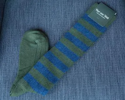 Kniestrümpfe Cross Stripe Olive Blue b