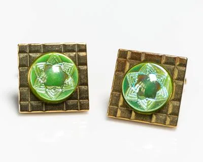 Manschettenknöpfe Glas 80er Mint