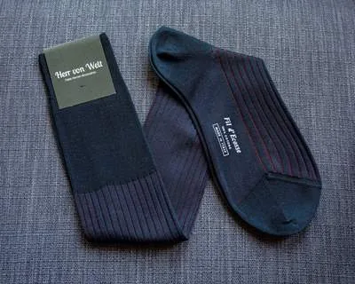 Kniestrümpfe Stripes Black-Red