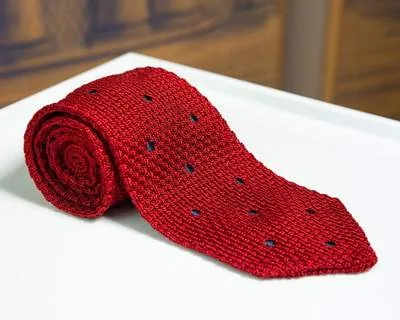 Strickkrawatte Dots Red