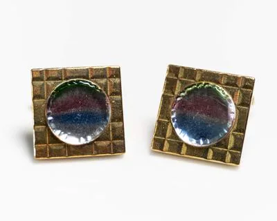 Manschettenknöpfe Glas 80er Regenbogen b