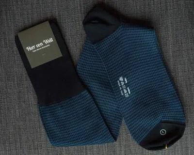 Kniestrümpfe Houndstooth Blue