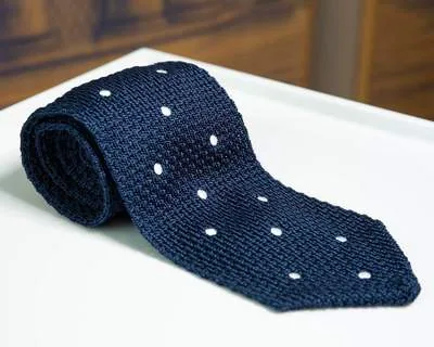 Strickkrawatte Dots Navy a