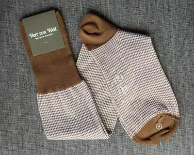 Kniestrümpfe Houndstooth Coffee