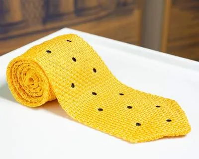 Strickkrawatte Dots Yellow