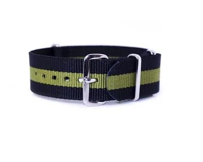 Gestreifte Nato-Straps Schwarz Khaki (20mm)