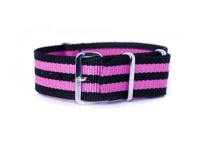 Gestreifte Nato-Straps 007 Schwarz Rosa (18mm, 20mm)