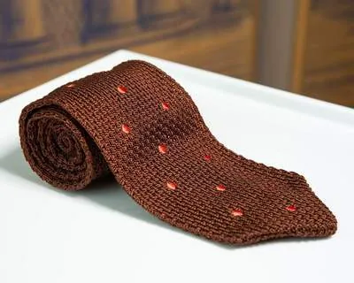 Strickkrawatte Dots Marrone