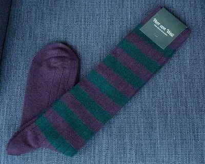 Kniestrümpfe Cross Stripe Aubergine