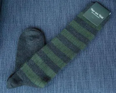 Kniestrümpfe Cross Stripe Olive b