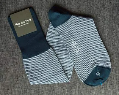 Kniestrümpfe Houndstooth Navy