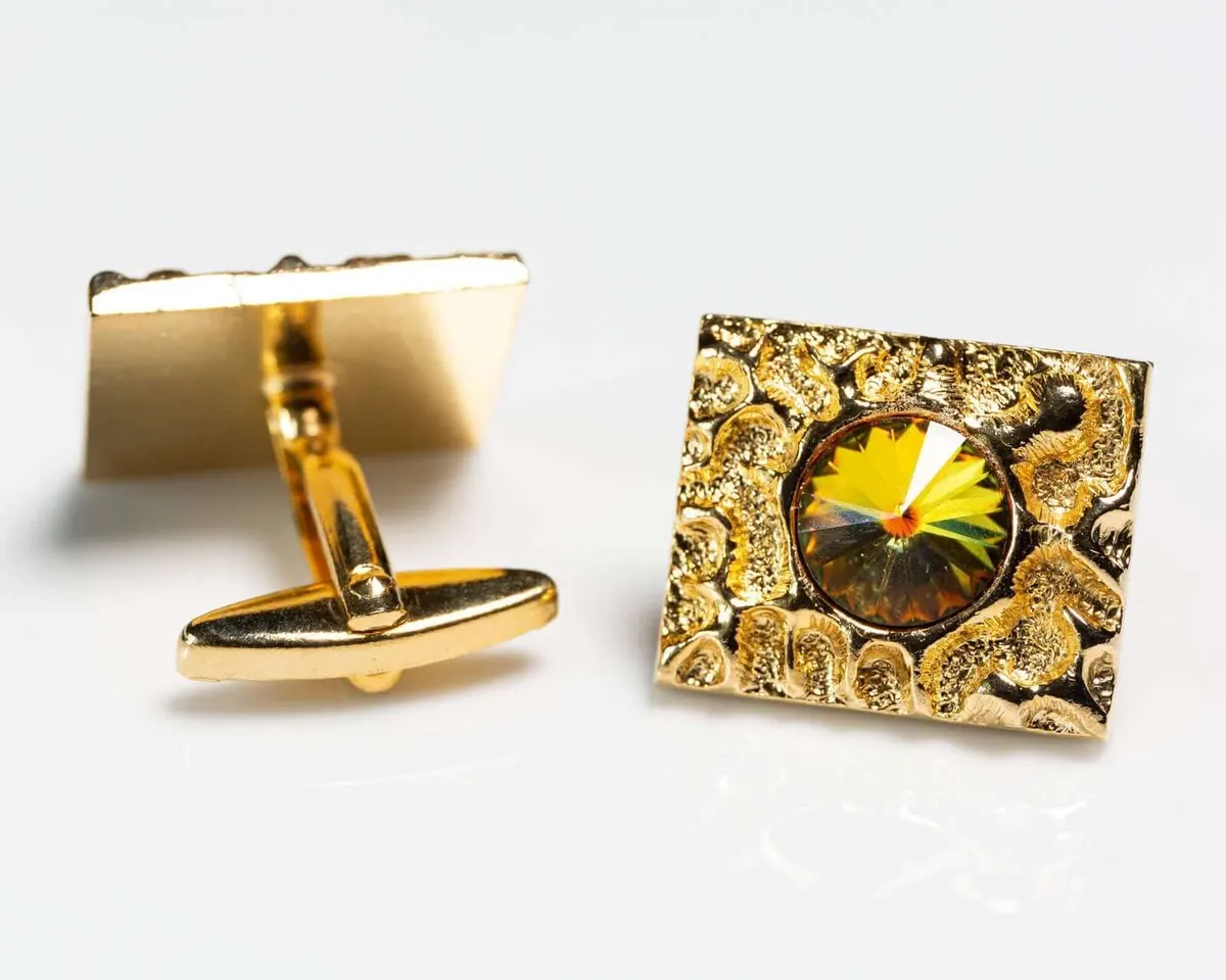 Cufflinks glass crystal light green - view 2