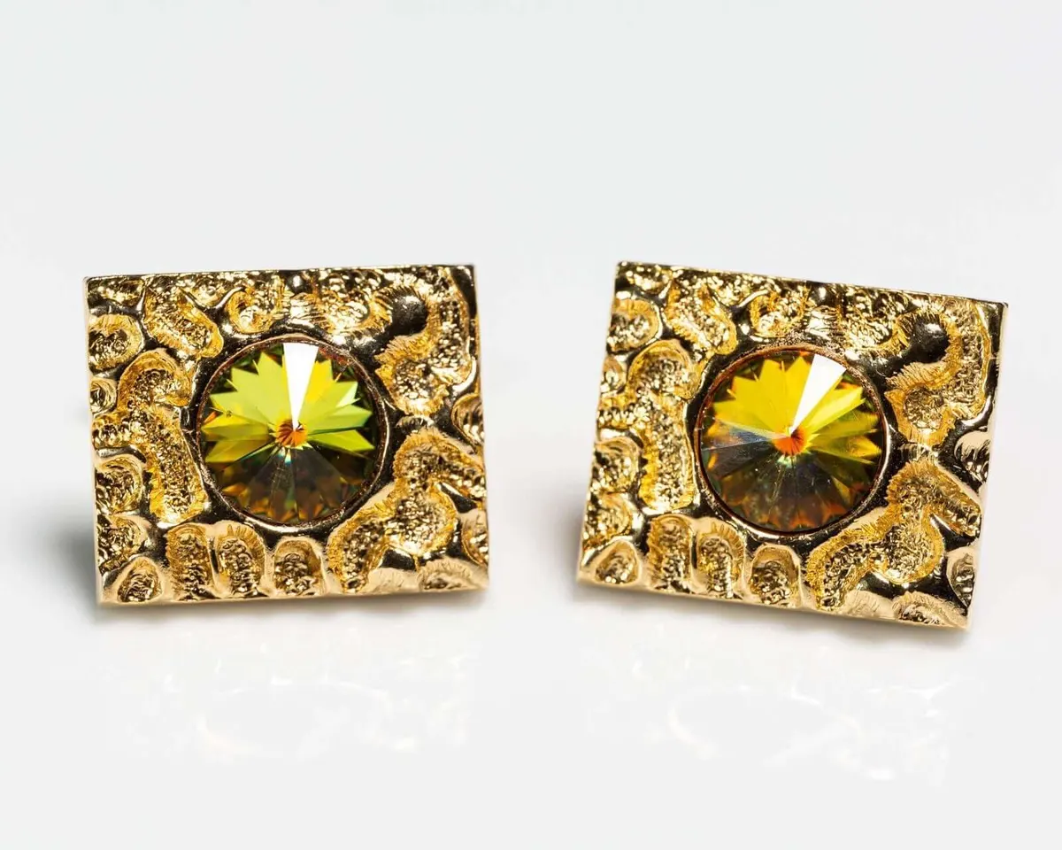 Cufflinks glass crystal light green