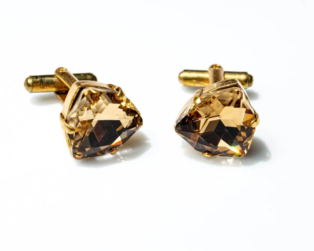 Cufflinks Glass Crystal Shield "Gold"