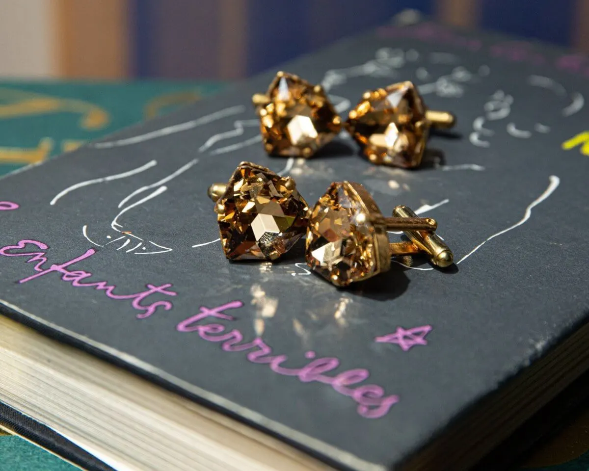 Cufflinks Glass Crystal Shield "Gold" - view 4
