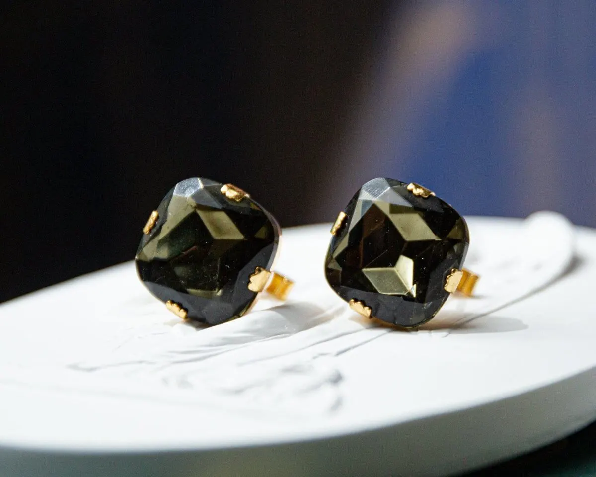 Cufflinks glass crystal star smoky grey - view 4