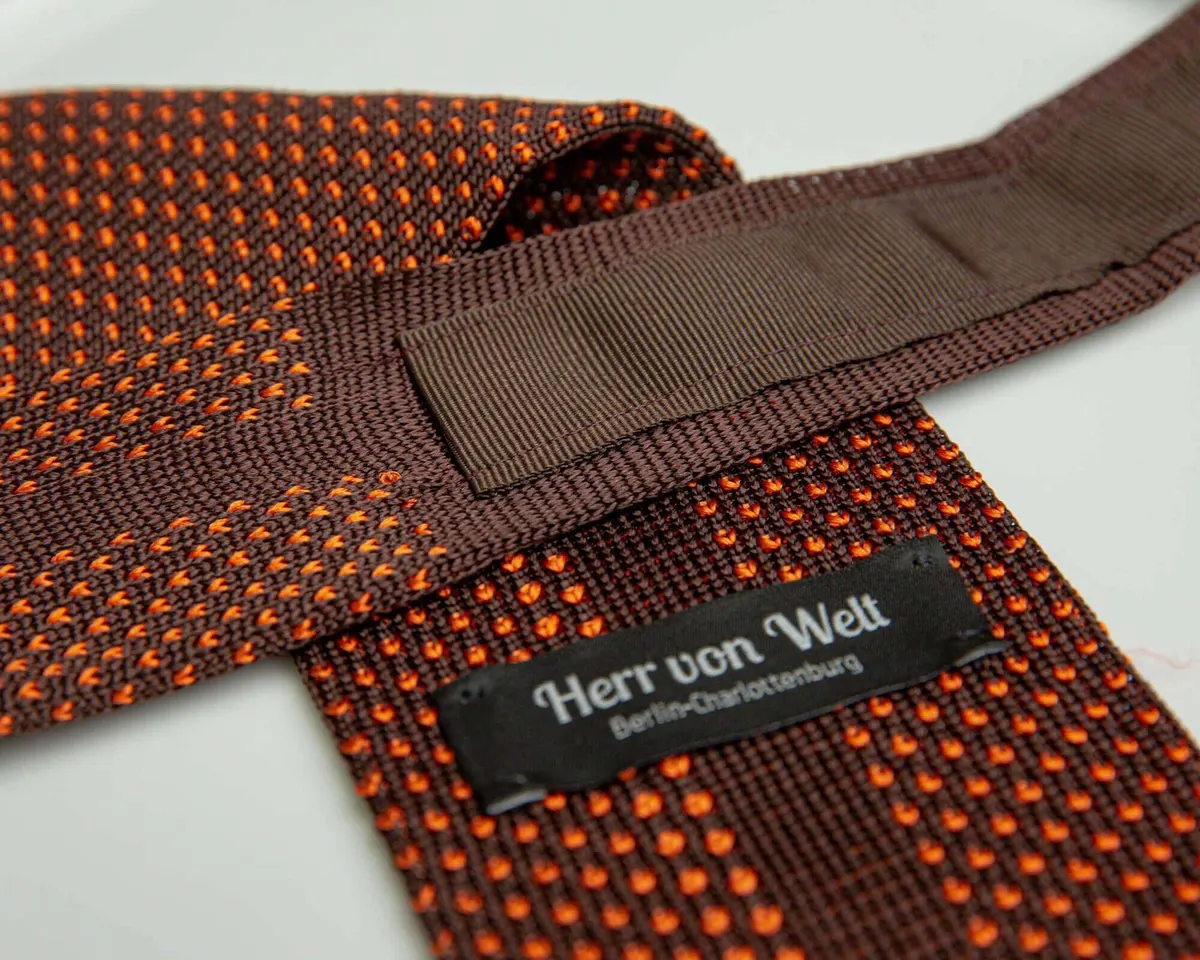 Knitted tie Puntino Lontra / Arancio - view 2