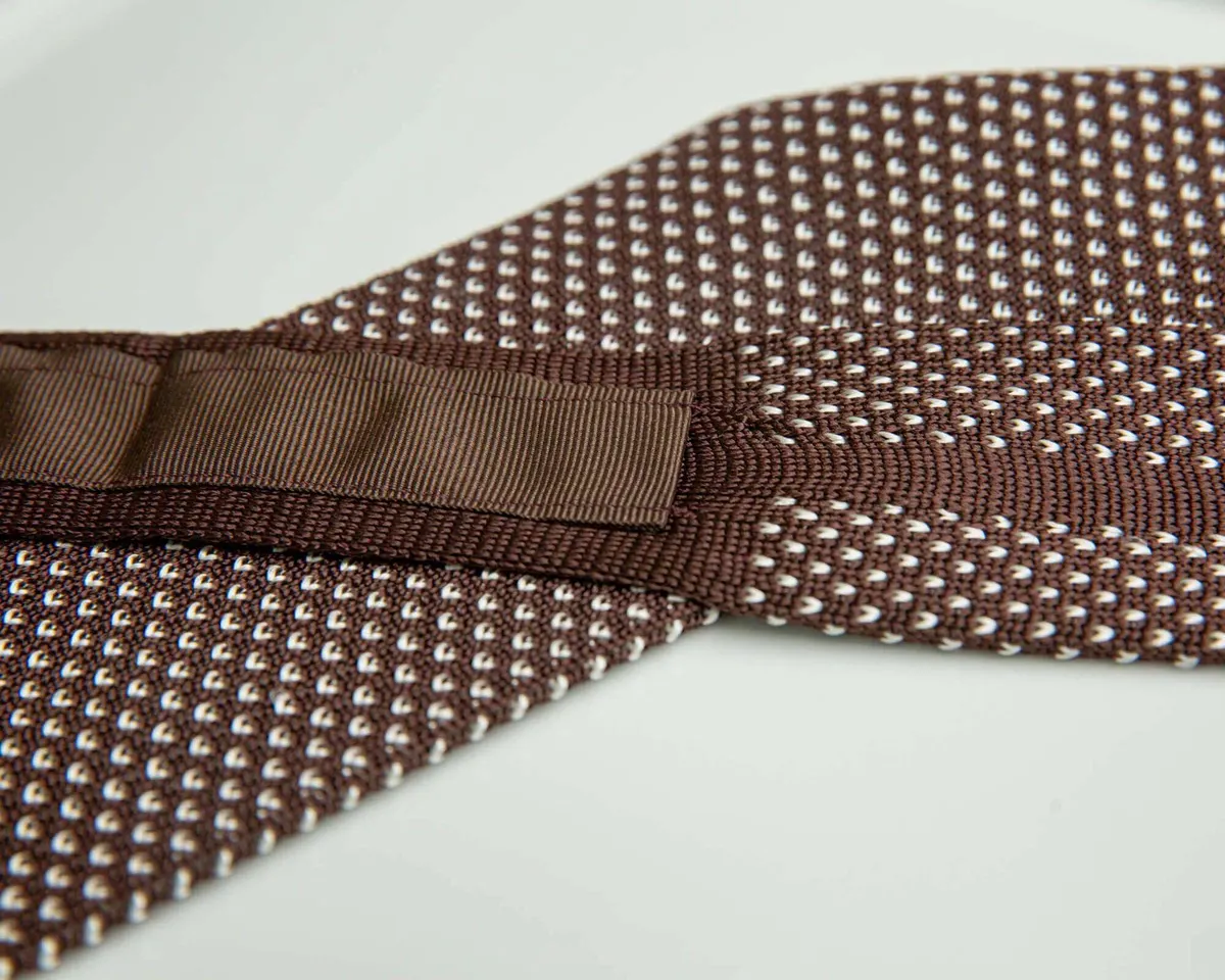 Knitted tie Puntino Lontra / Bianco - view 3