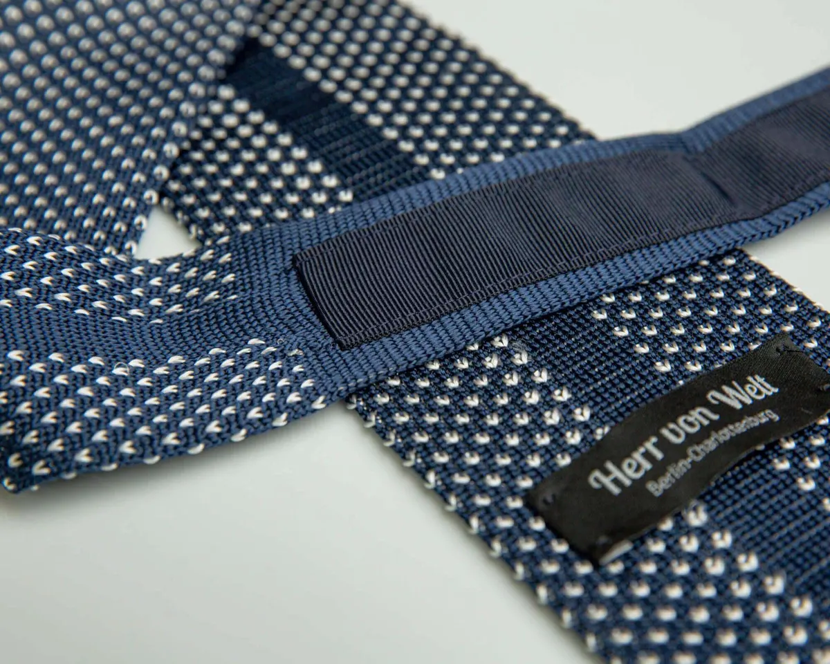 Knitted tie Puntino Navy / Bianco - view 2