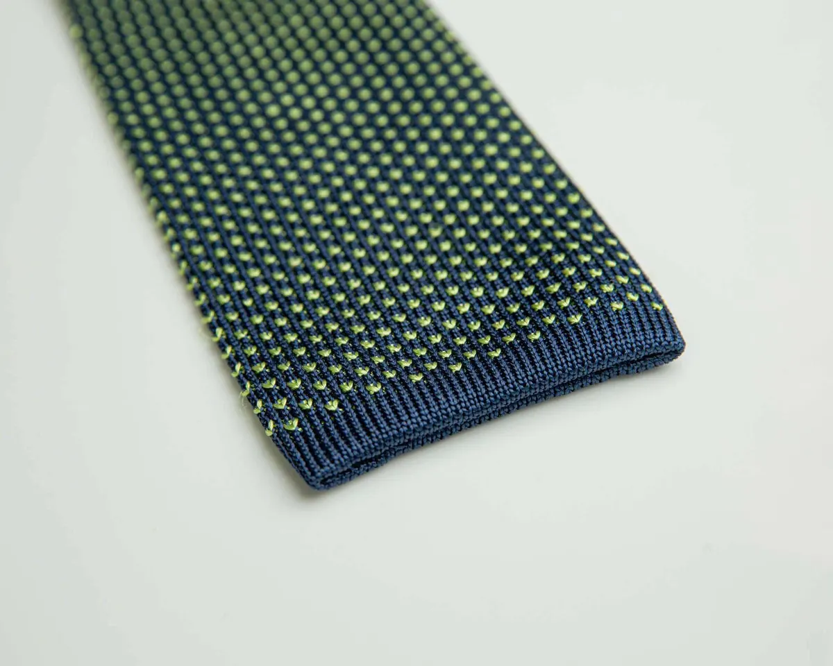 Knitted tie Puntino Navy / Mela - view 2