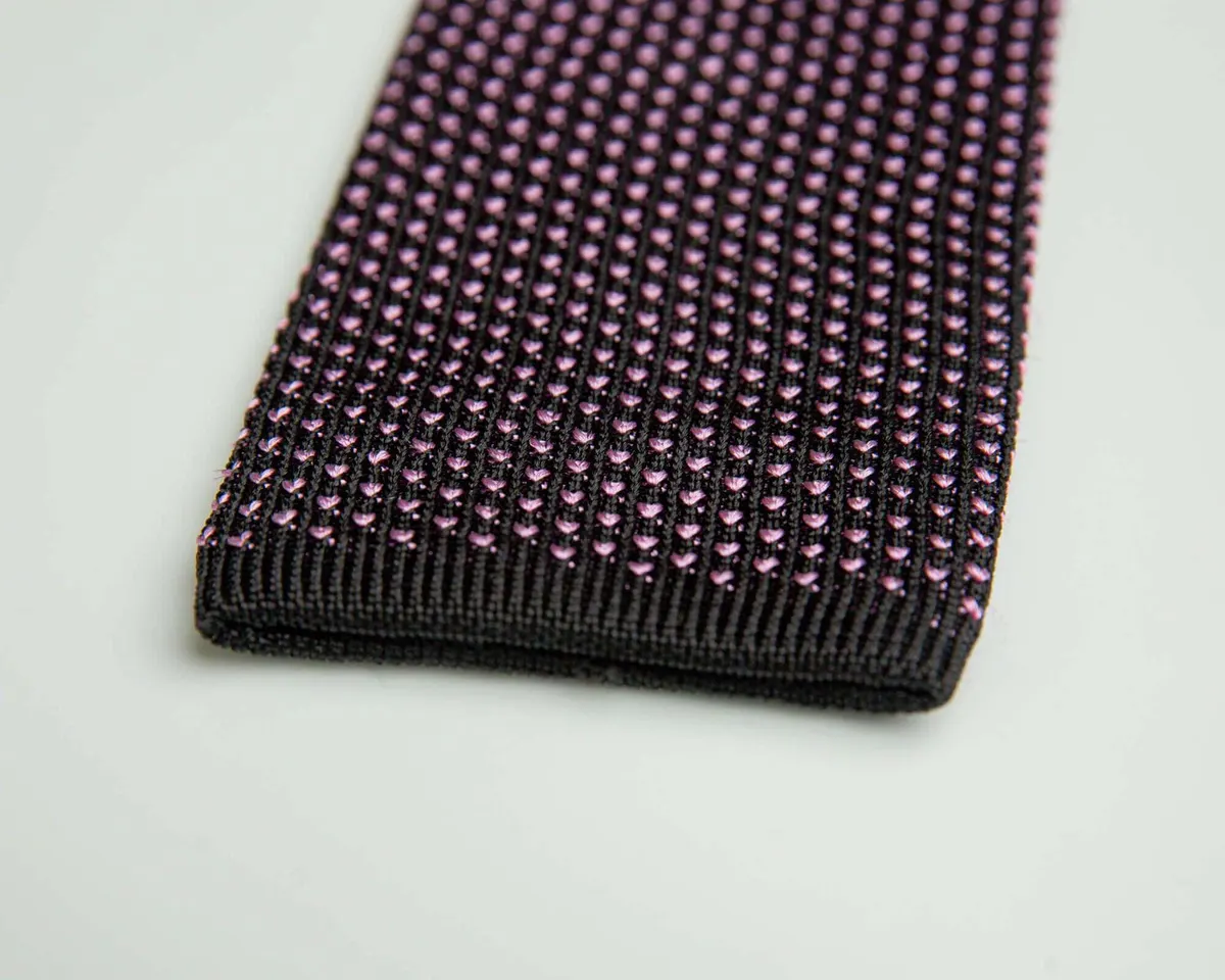 Knitted tie Puntino Nero / Glicine - view 3