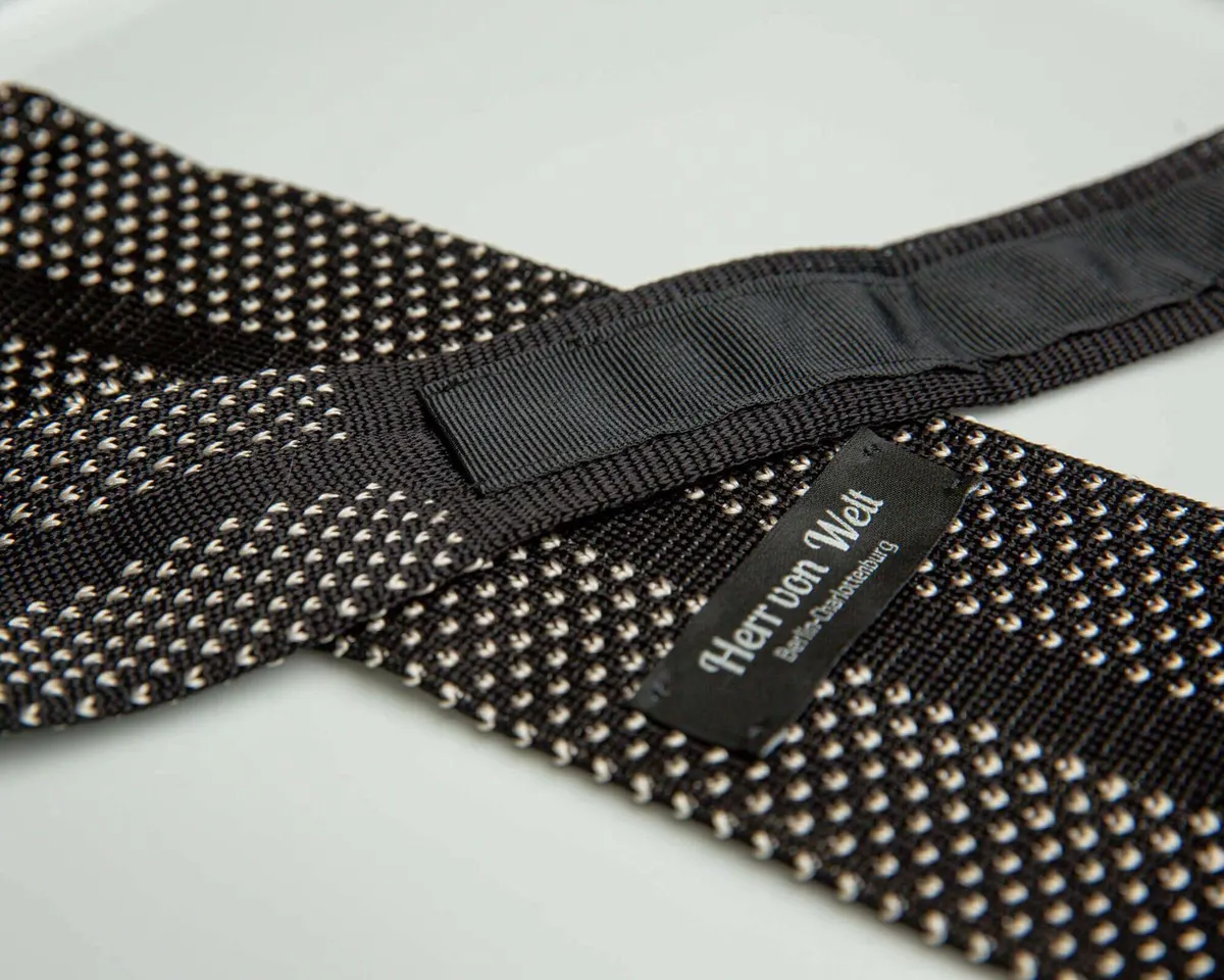 Knitted tie Puntino Nero / Perla - view 2