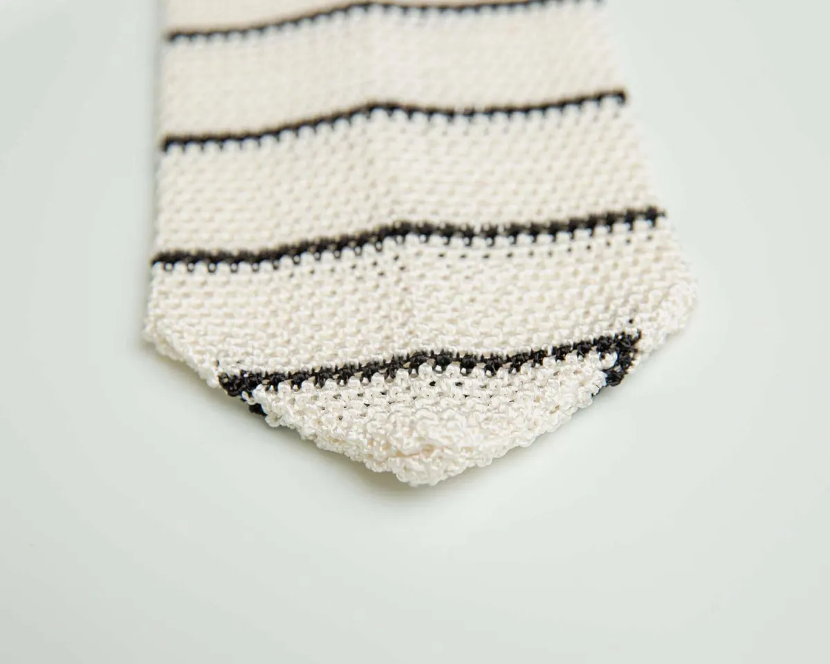 Knitted tie regiment Bianco / Nero - view 2