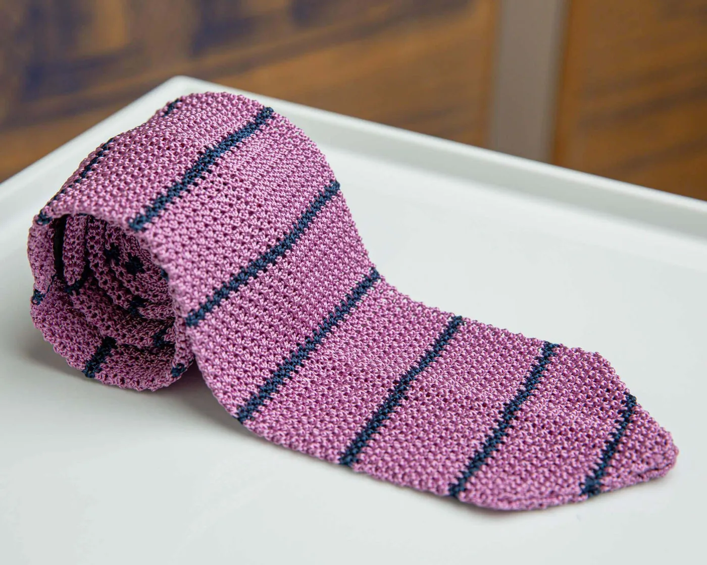 Strickkrawatte Regiment Glicine / Navy