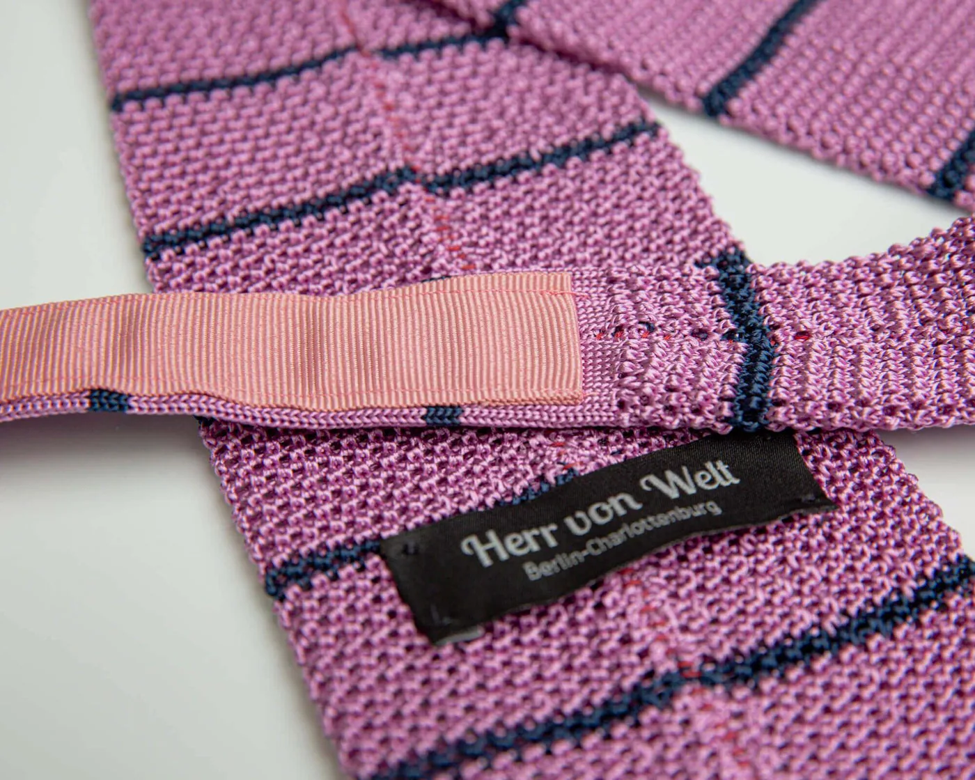 Strickkrawatte Regiment Glicine / Navy - Ansicht 4