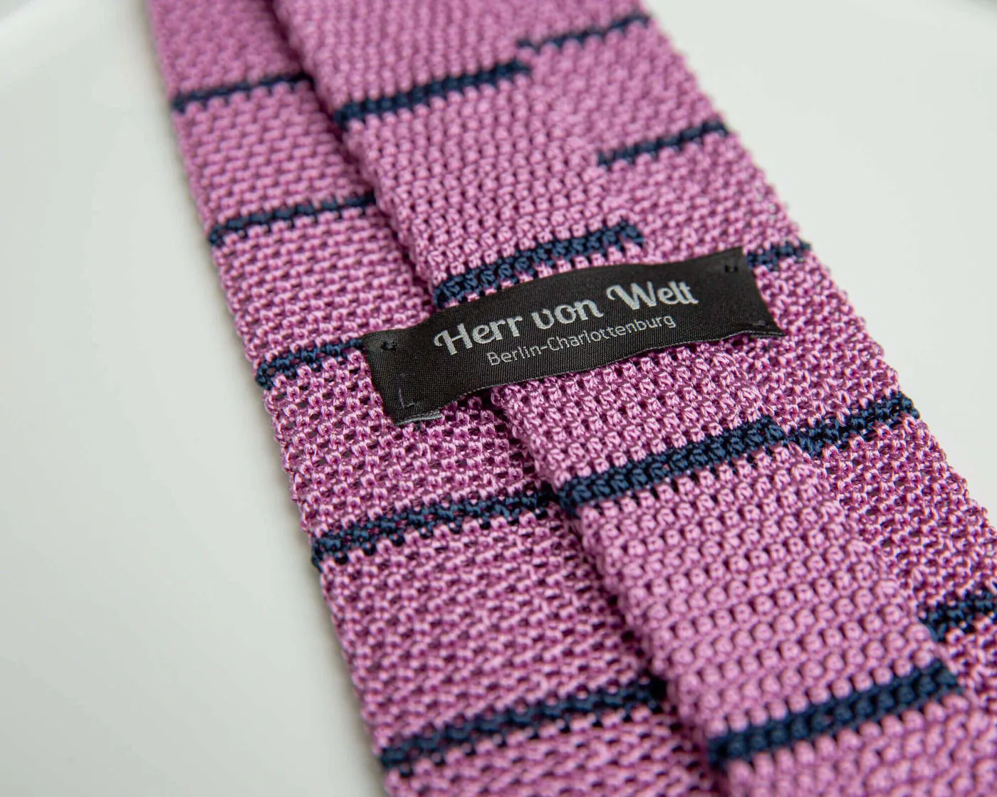 Strickkrawatte Regiment Glicine / Navy - Ansicht 3